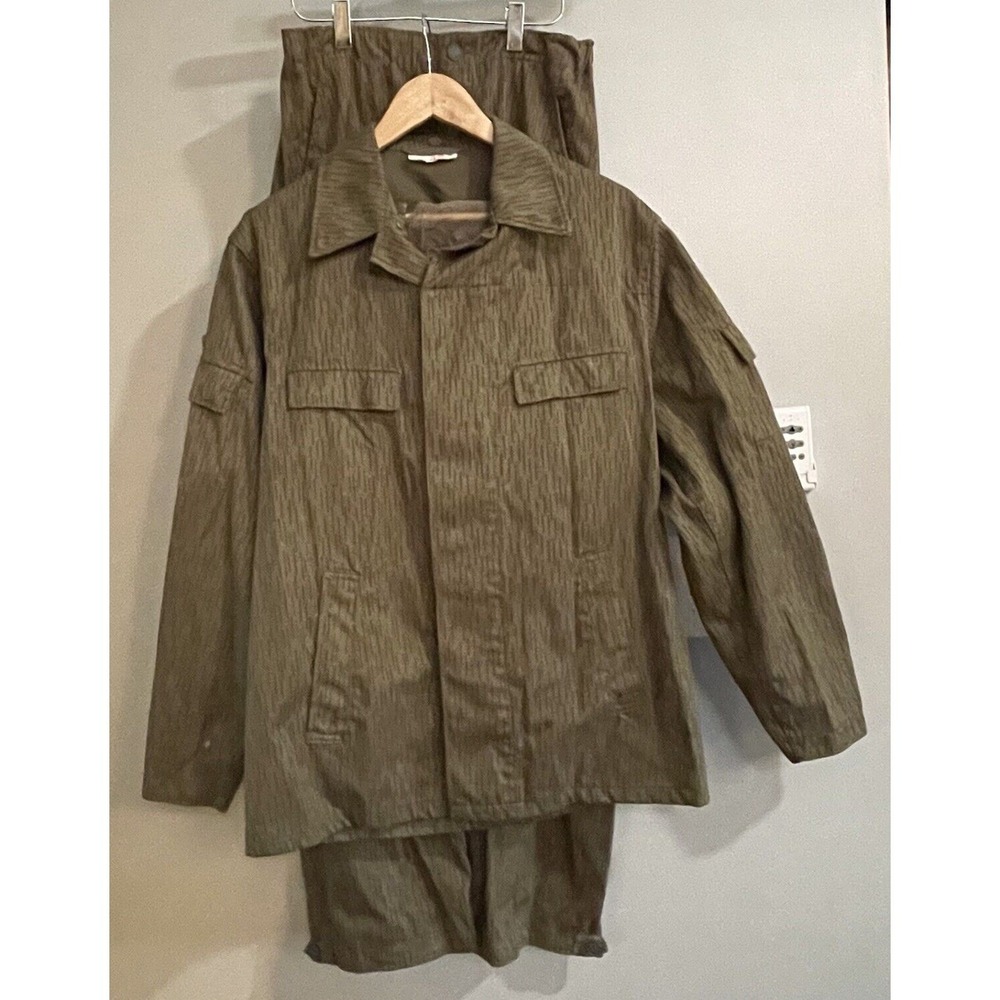 Military German Raindrop‎ Camo Jacket(large)& Pants(28x30)Canvas W/Head Net